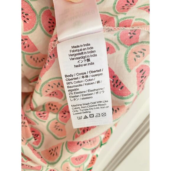 J. Crew Crewcuts Girls Pink Watermelon Print Cotton Tiered Ruffle Dress 8 - Picture 7 of 8